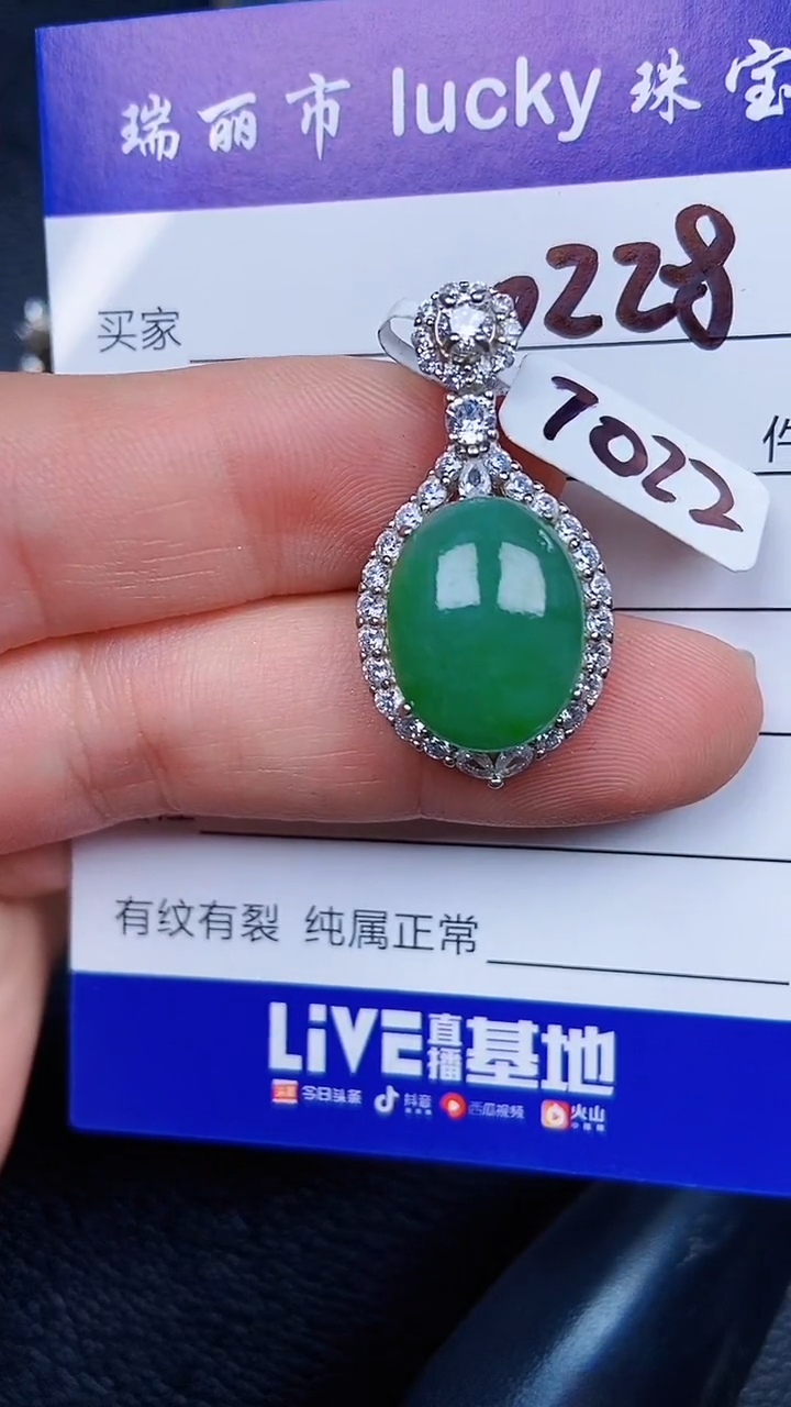 颈饰银S925镶嵌翡翠0228