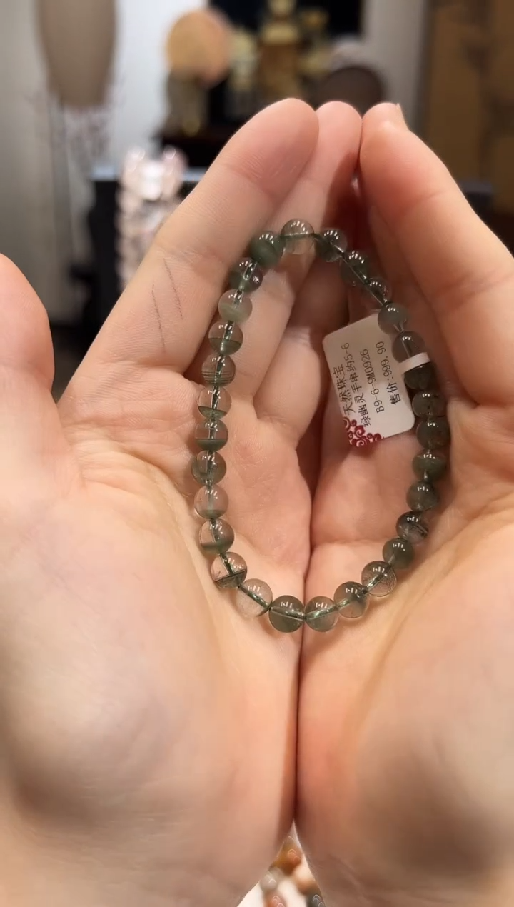 【闪购商品】水晶手串未镶嵌XL3109绿幽灵手串5-6+