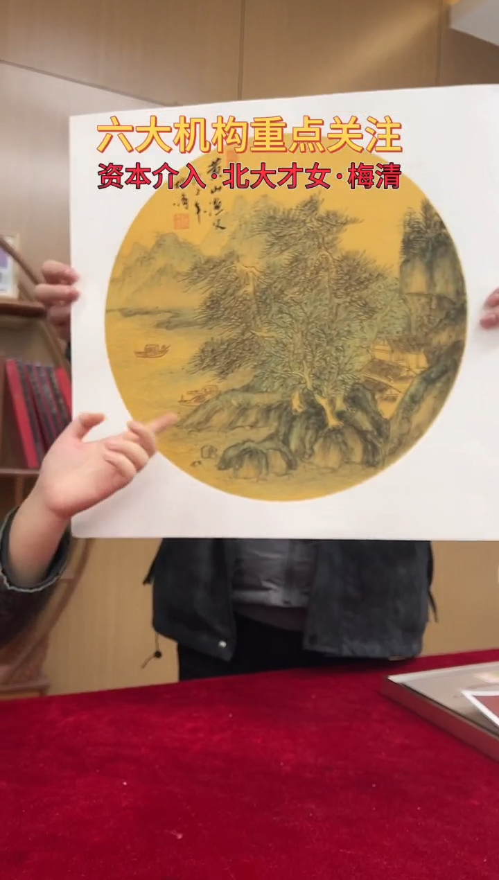 国画梅清绘画卡纸山水