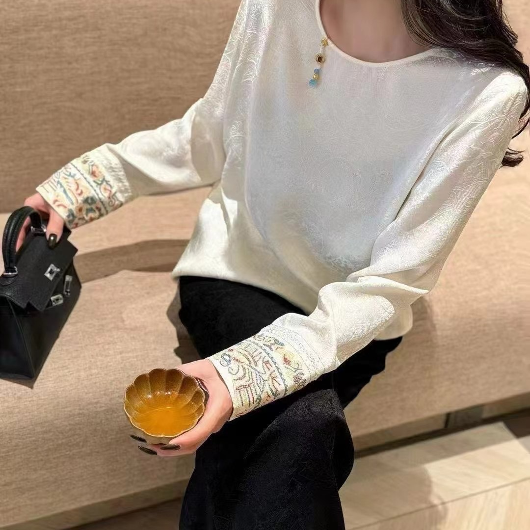 高端面料国风新中式春夏上衣女