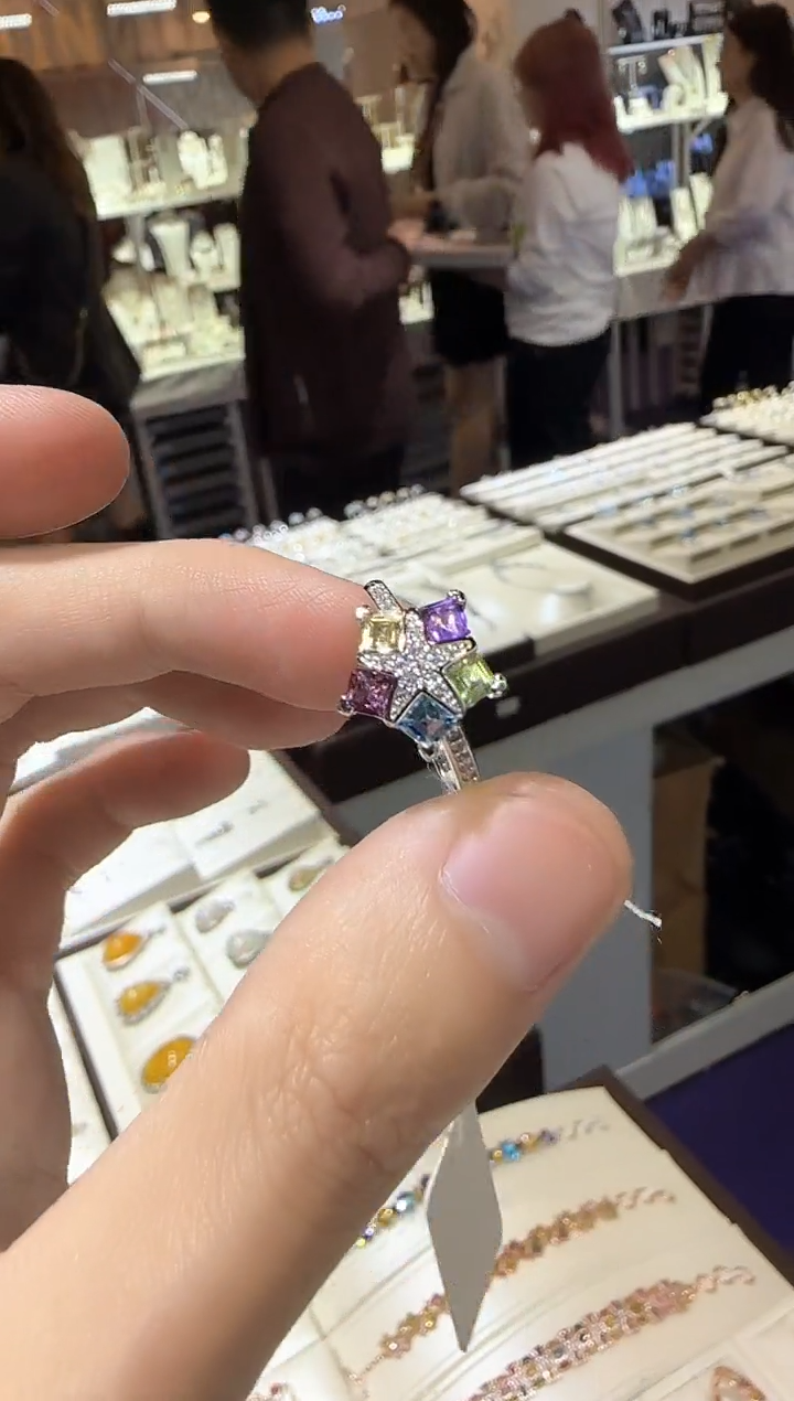 【闪购商品】托帕石戒指银S925镶嵌多彩宝石设计款