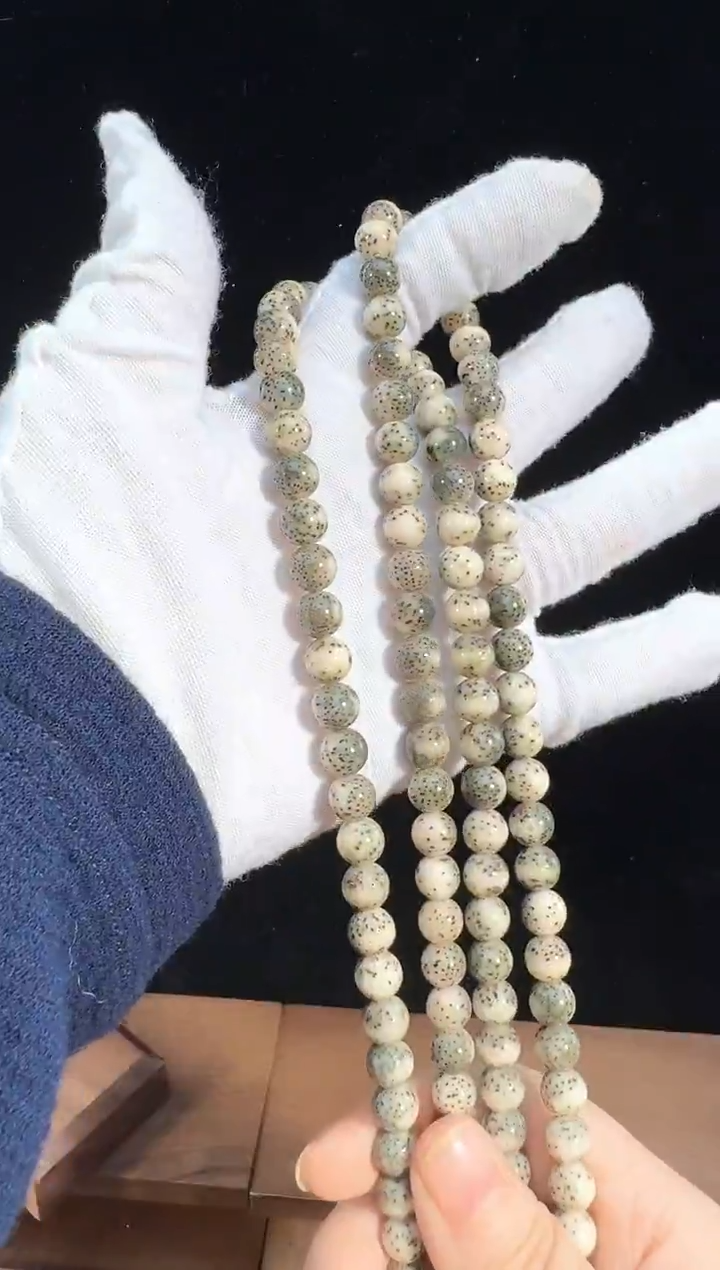 手串星月菩提7*6M2062骨瓷白通体留白毕业108