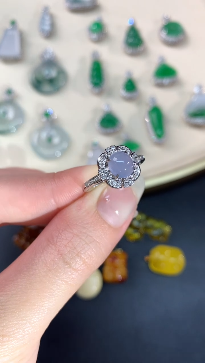 【闪购商品】翡翠戒指18K金镶嵌A55|5999
