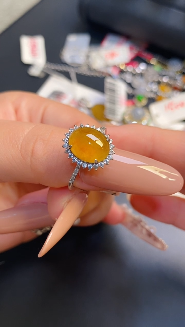 银S925镶嵌戒指翡翠天然