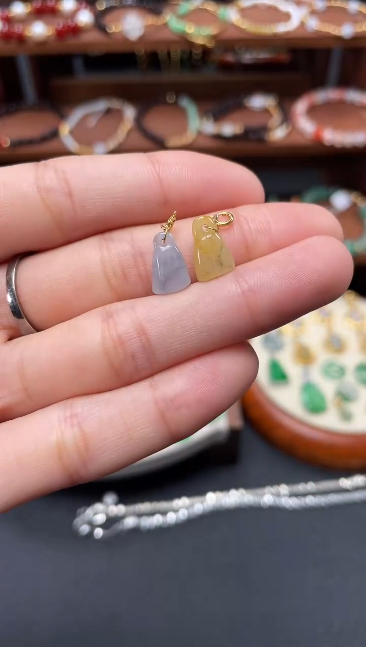 【闪购商品】翡翠吊坠(不含链)18K金镶嵌2个  JK728