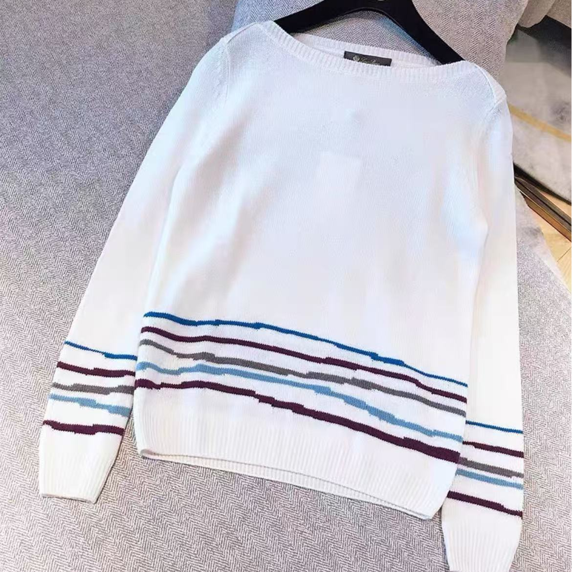 未使用 Loro Piana/诺悠翩雅 条纹圆领针织衫