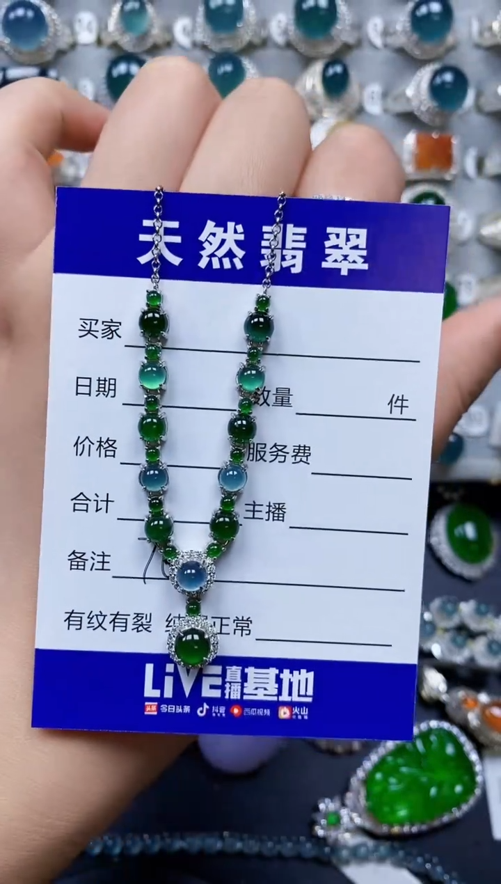 【闪购商品】翡翠银S925镶嵌颈饰0076