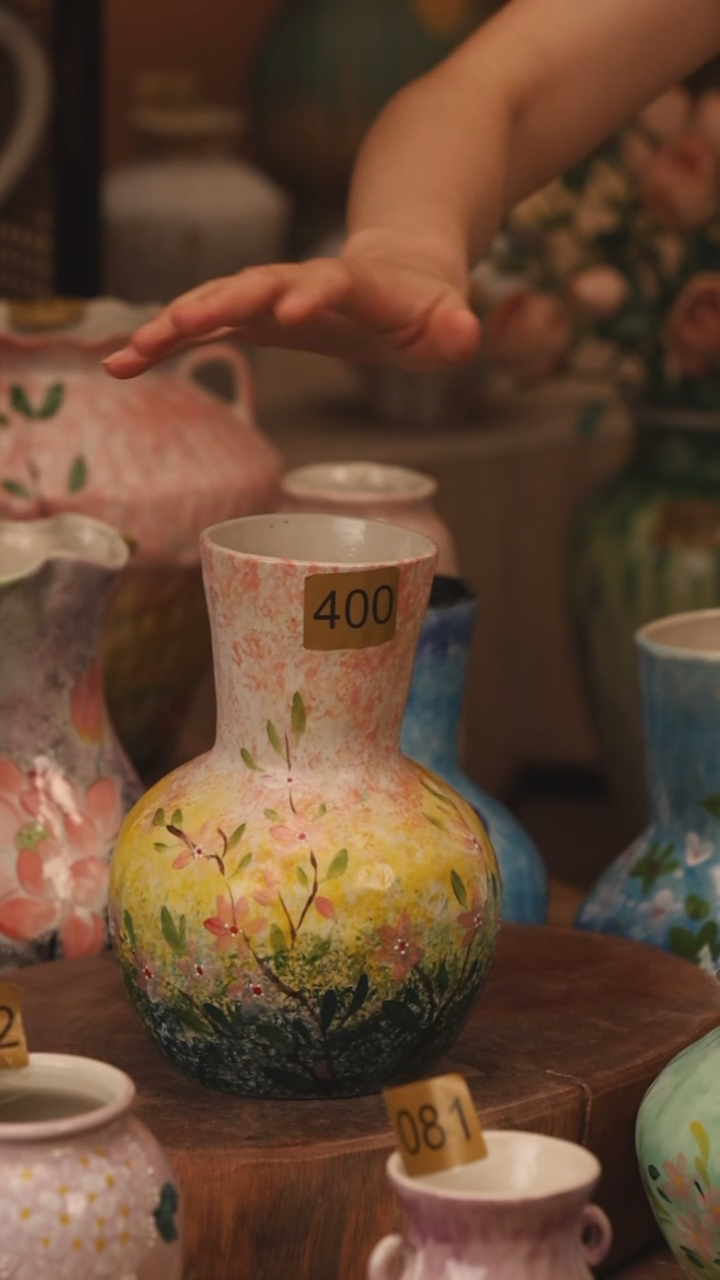 陶瓷400景德镇设计师手作花器摆件侘寂风