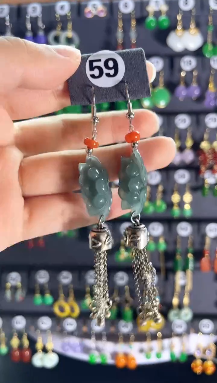 【闪购商品】翡翠耳饰银S925镶嵌59