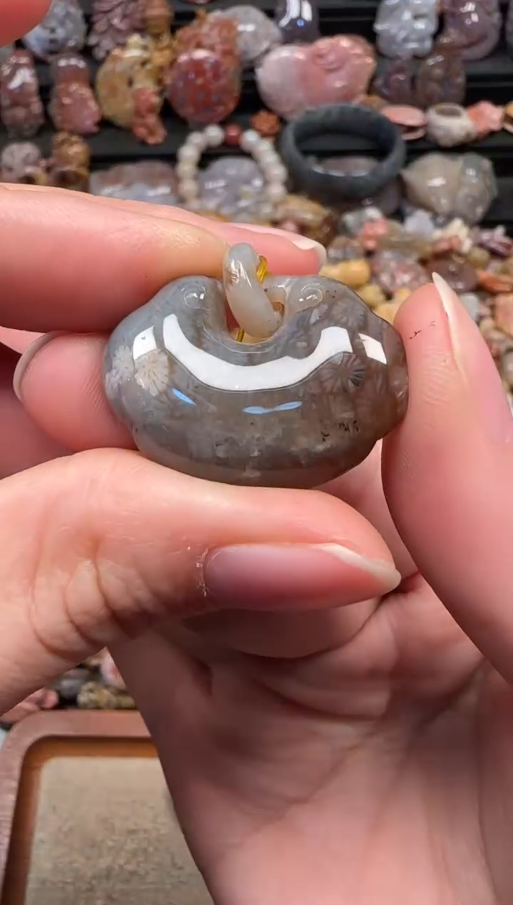 颈饰未镶嵌硅化珊瑚（珊瑚玉）690