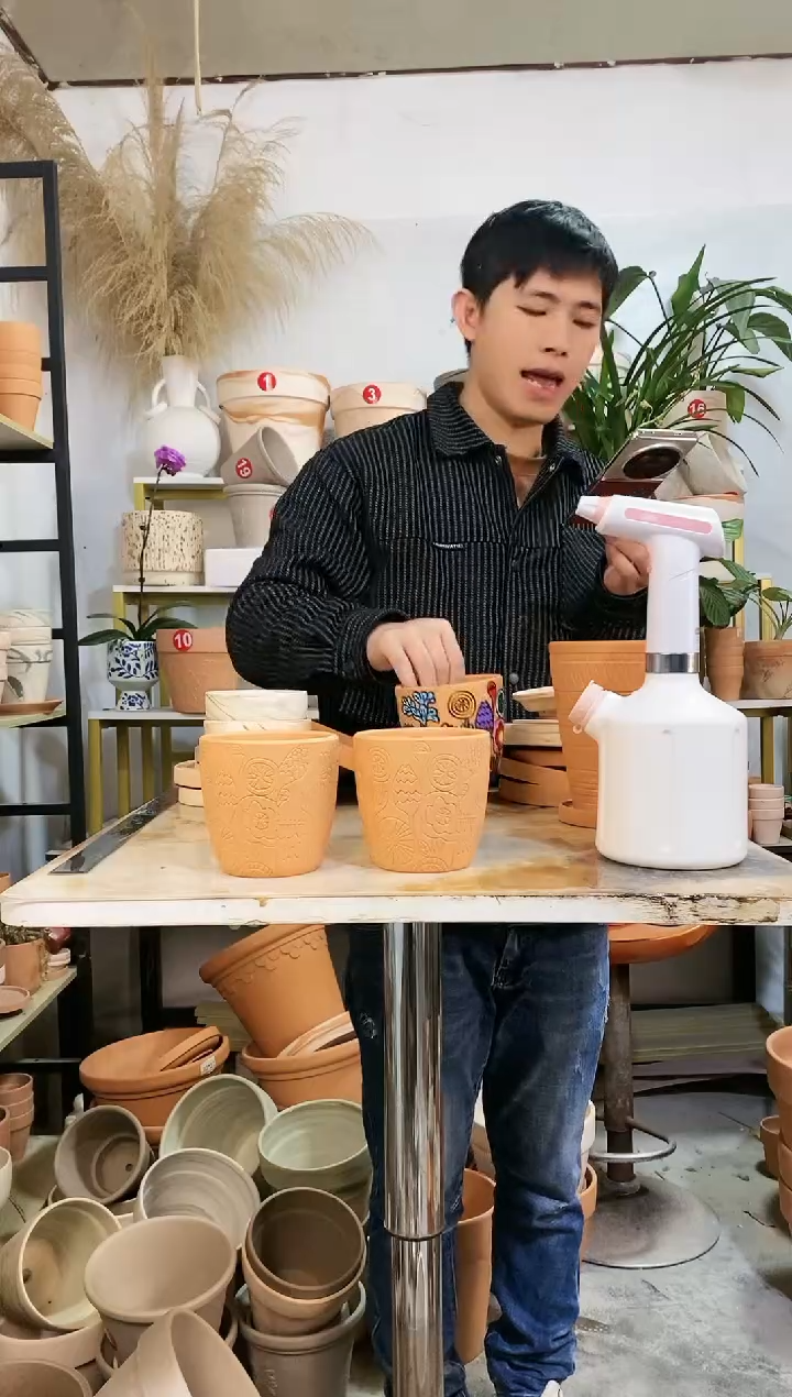 【闪购商品】红陶11*11红陶满纹浮雕 2盆无托