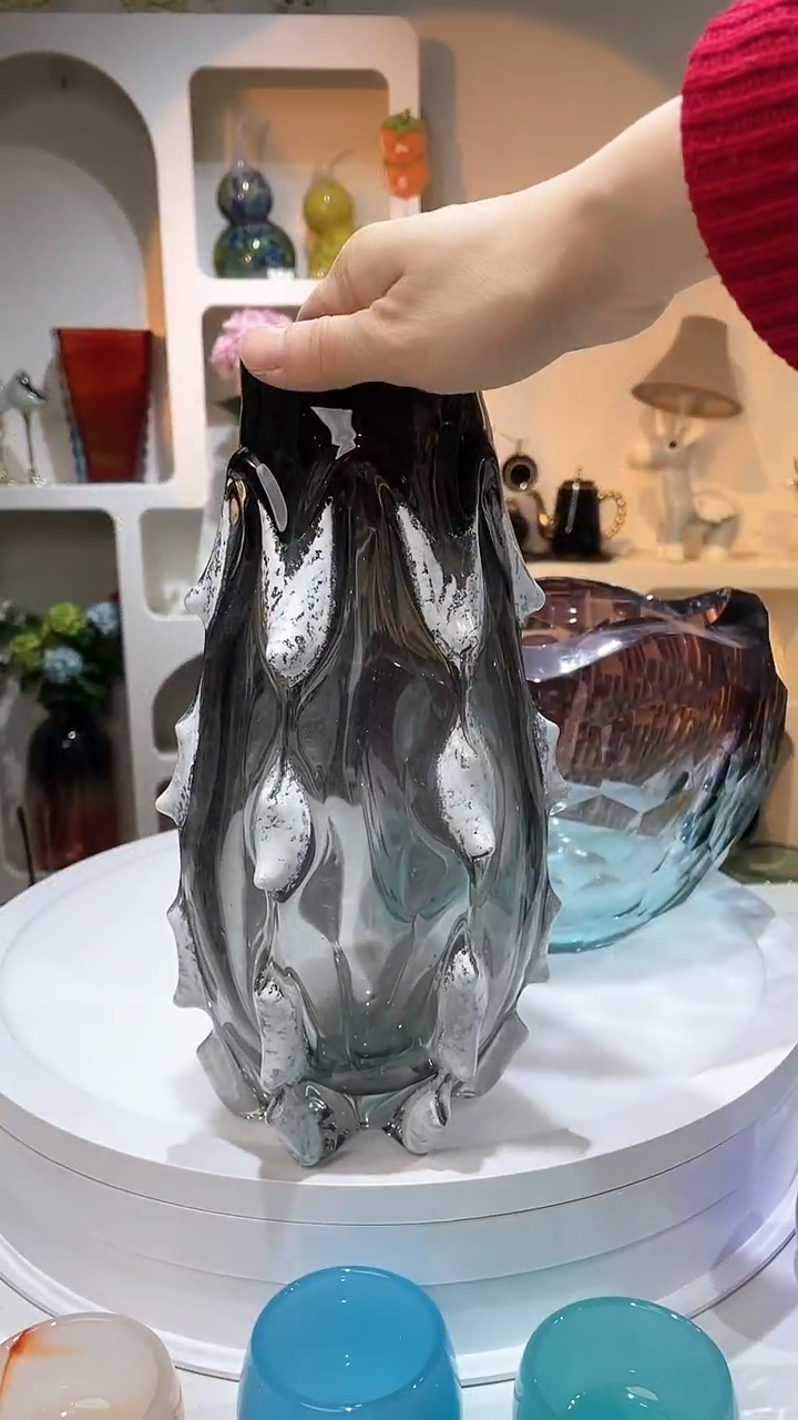 【闪购商品】琉璃高27口径6灰黑白厚重花瓶