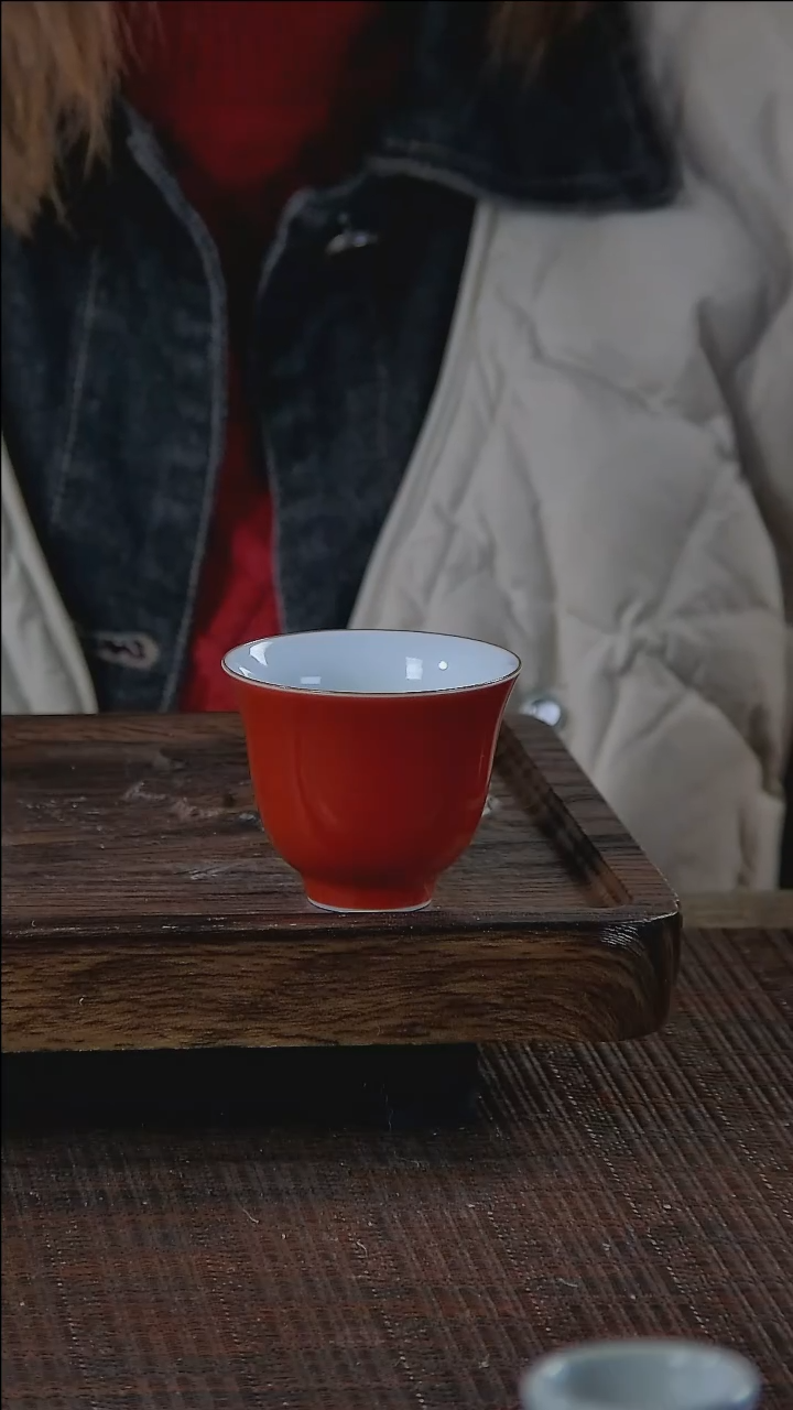 【闪购商品】折葵非器手工手绘霁红紫金口杯