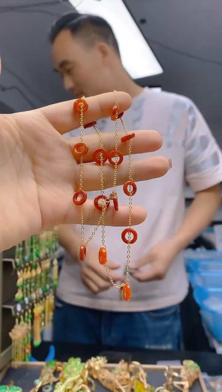 【闪购商品】翡翠耳饰合金0316翡翠锁骨链