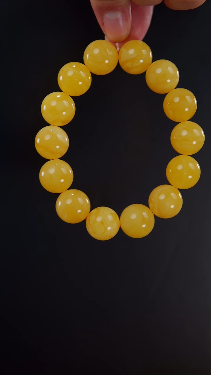 【闪购商品】蜜蜡手链未镶嵌焦皮料圆珠手串34.11