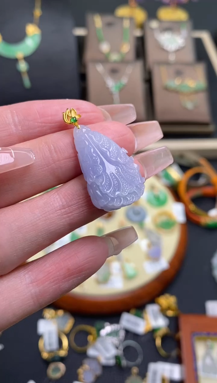 【闪购商品】翡翠颈饰18K金镶嵌净货13314