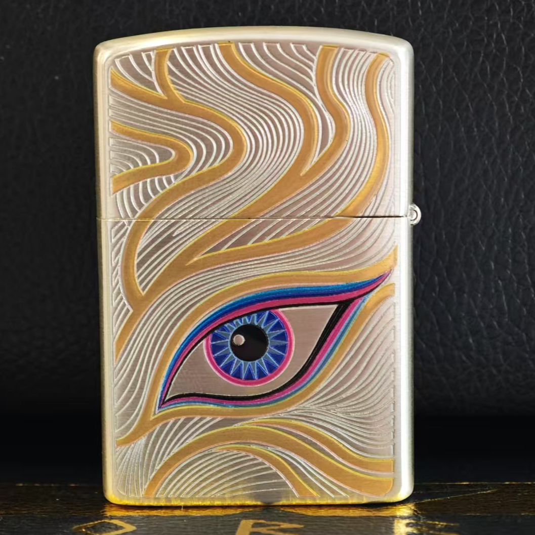 佐罗ZORRO二代防风煤油打火机男士夜光秋水含睛Z2-1165金银色雕刻