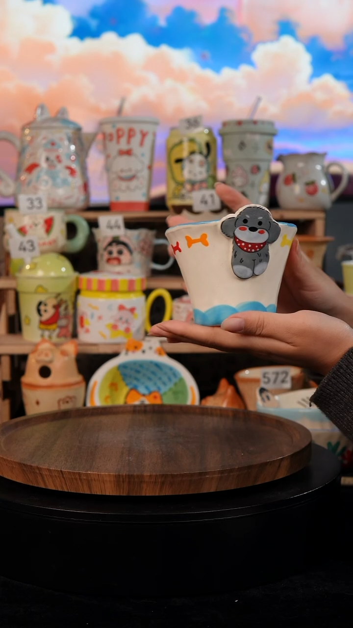 陶瓷双饮款景德镇手工手绘陶瓷