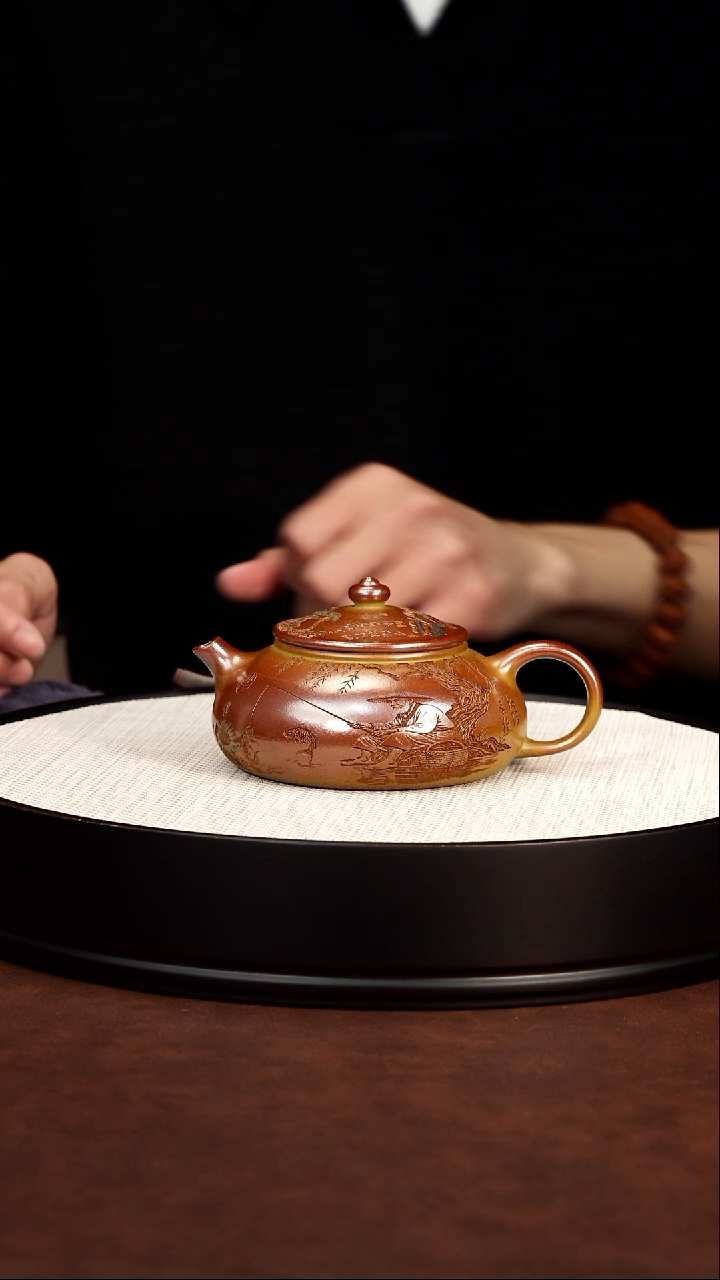茶壶紫砂柴烧 独钓寒江