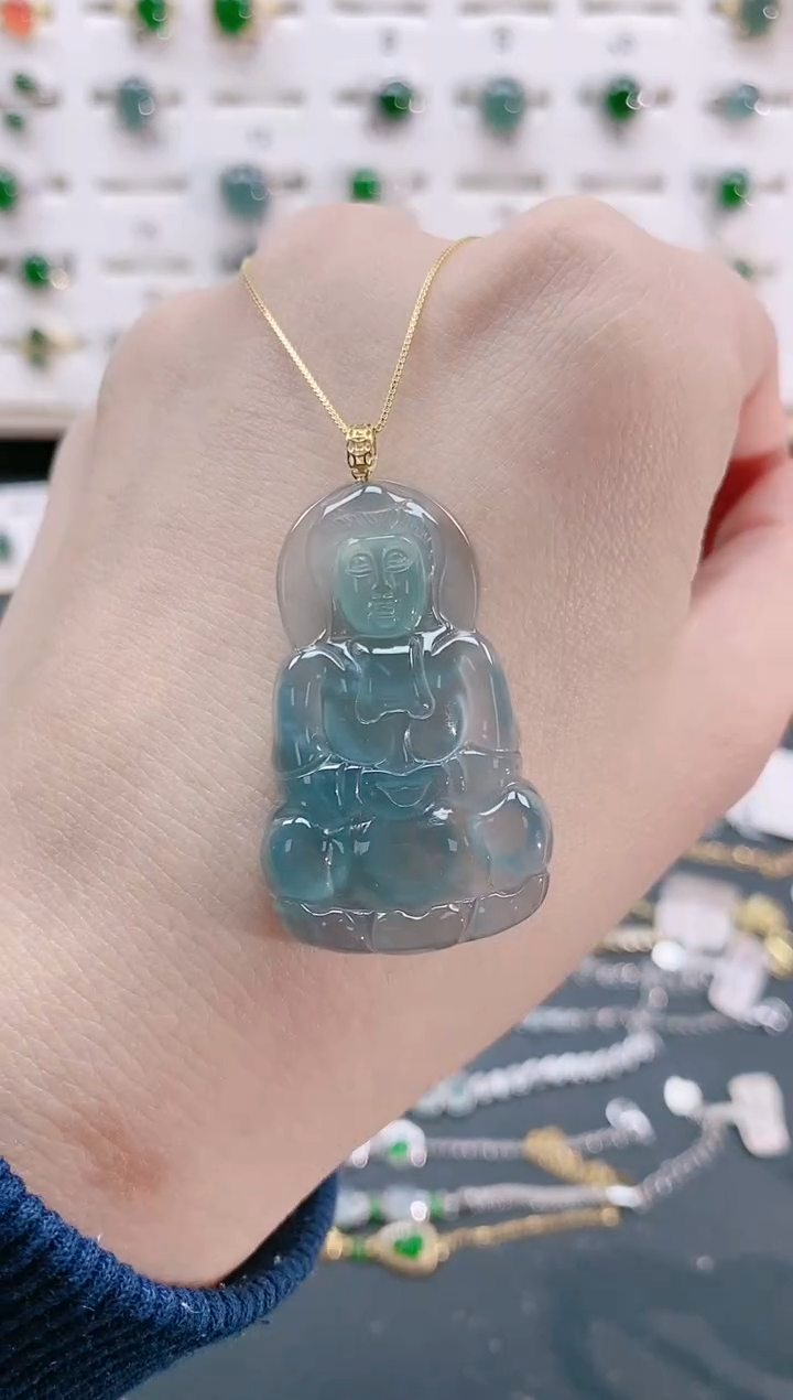 【闪购商品】翡翠颈饰18K金镶嵌天然翡翠