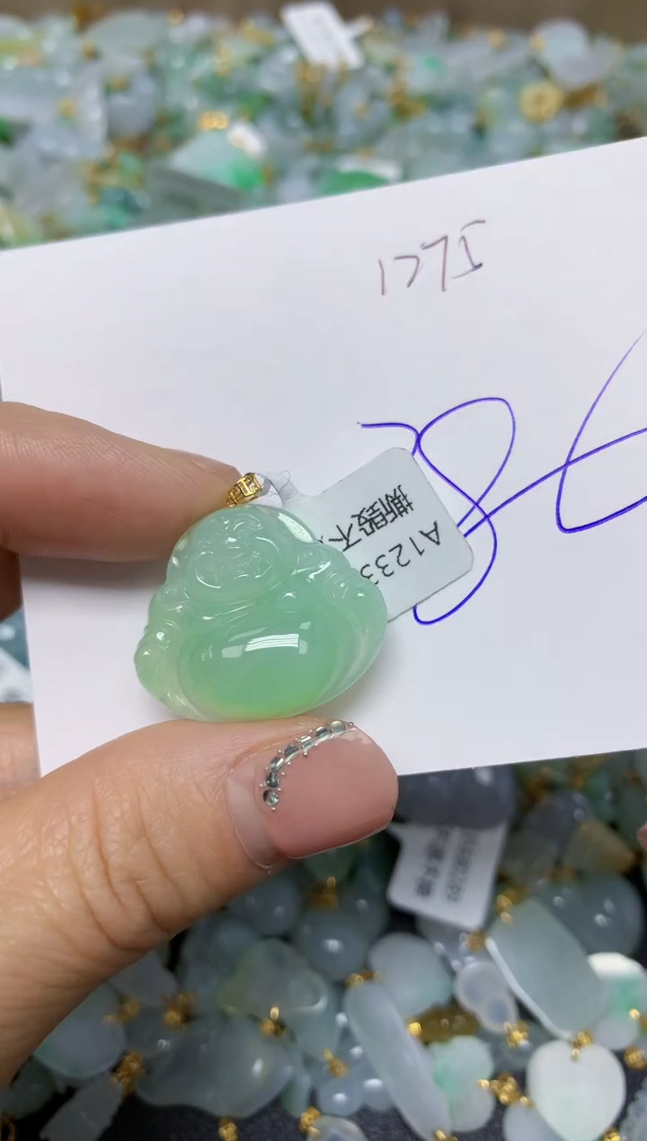 【闪购商品】翡翠挂件18K金镶嵌 天然翡翠A货
