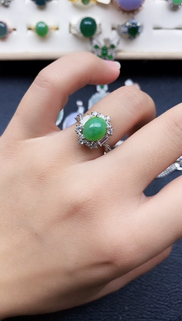 【闪购商品】翡翠戒指银S925镶嵌1111