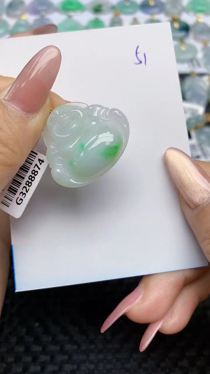 【闪购商品】翡翠颈饰18K金镶嵌天然A货翡翠 51