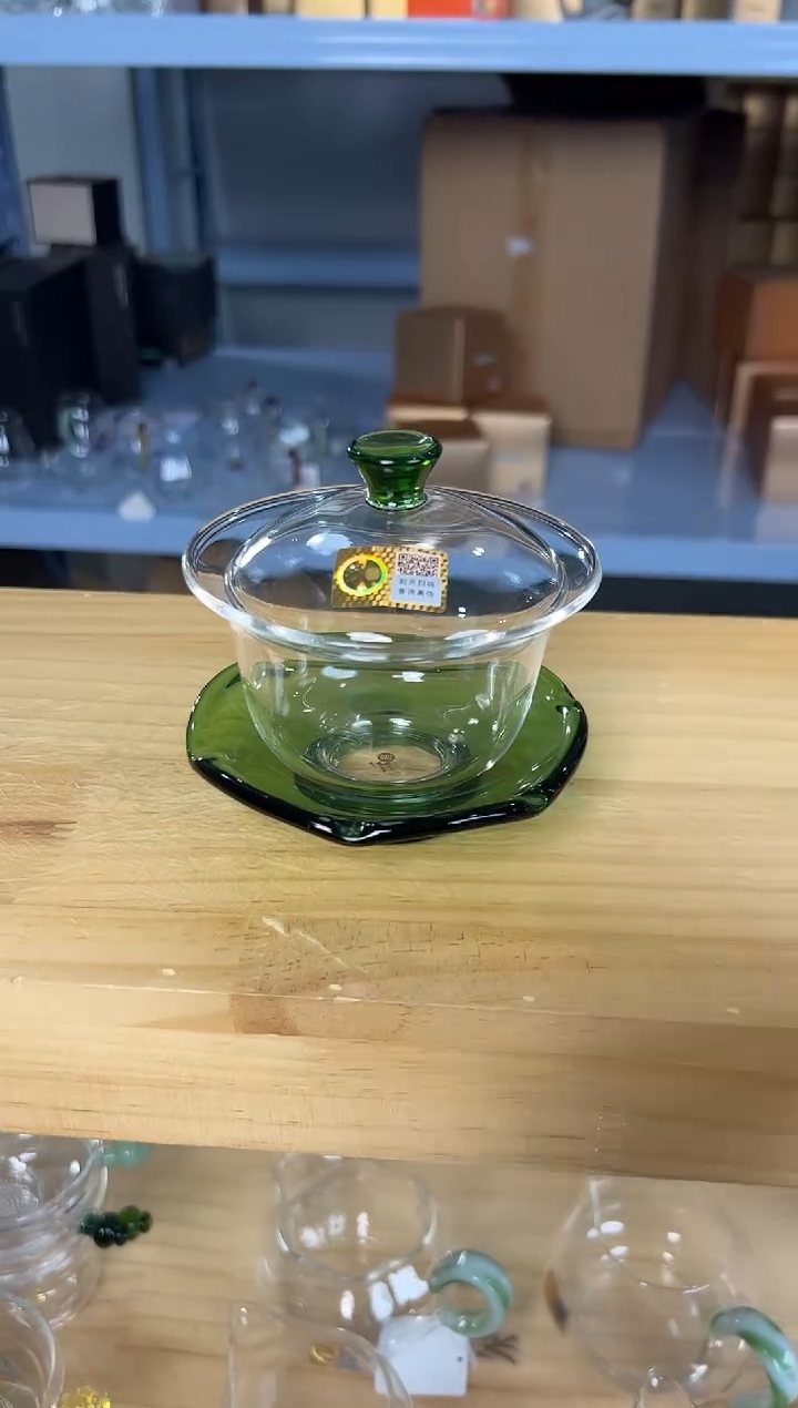 禾器 禅语盖碗 湖绿