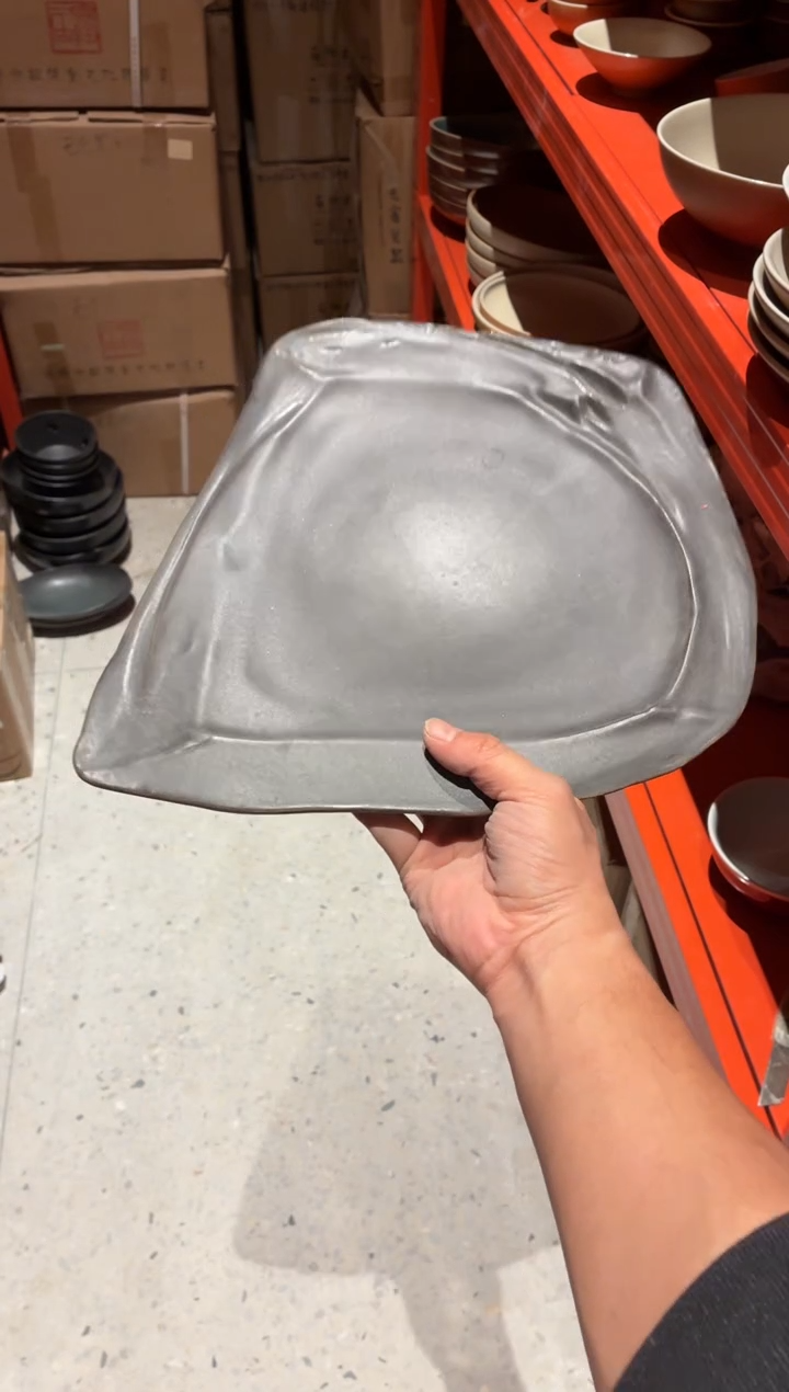 瓷片11寸黑色手工异形茶盘（福利款）