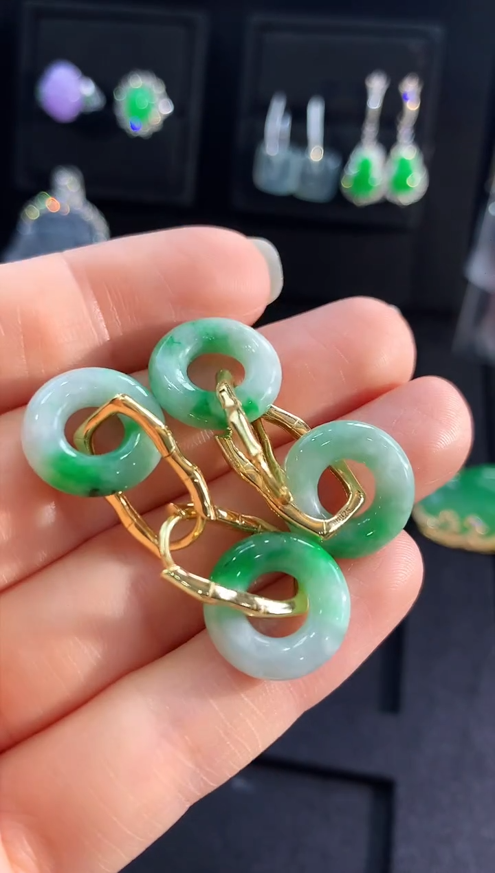 【闪购商品】翡翠耳饰银S925镶嵌耳饰（多样性发货发一个）