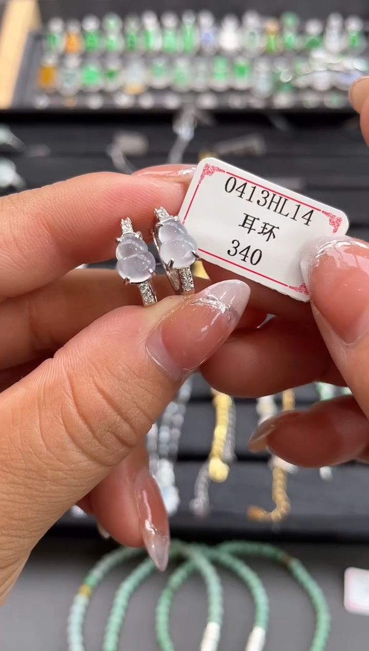 翡翠银S925镶嵌耳饰0413HL14