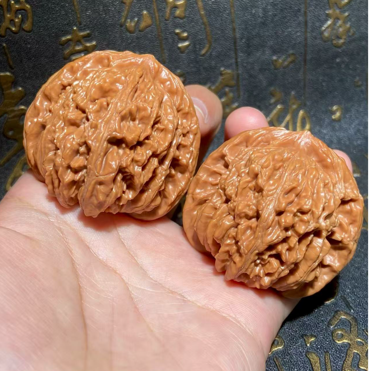 文玩核桃把件四座楼边47肚44高42.5