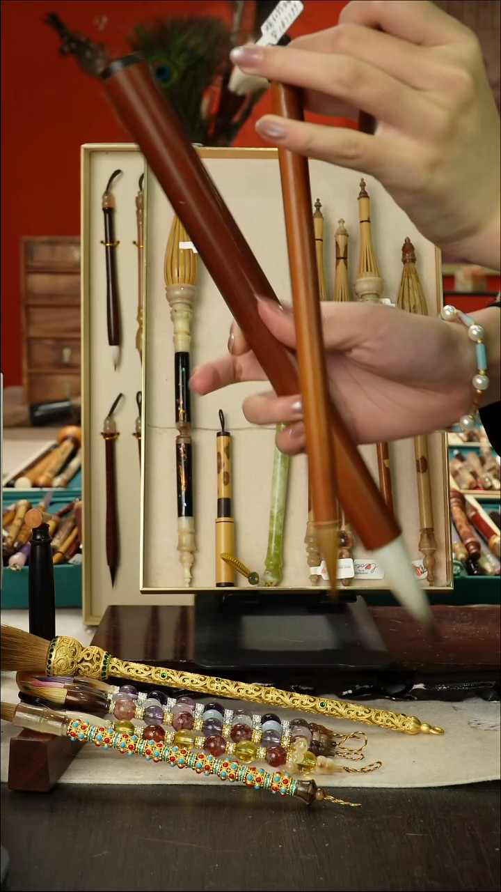 386号闪孤品高货毛笔链接 清水试笔 蘸墨不退