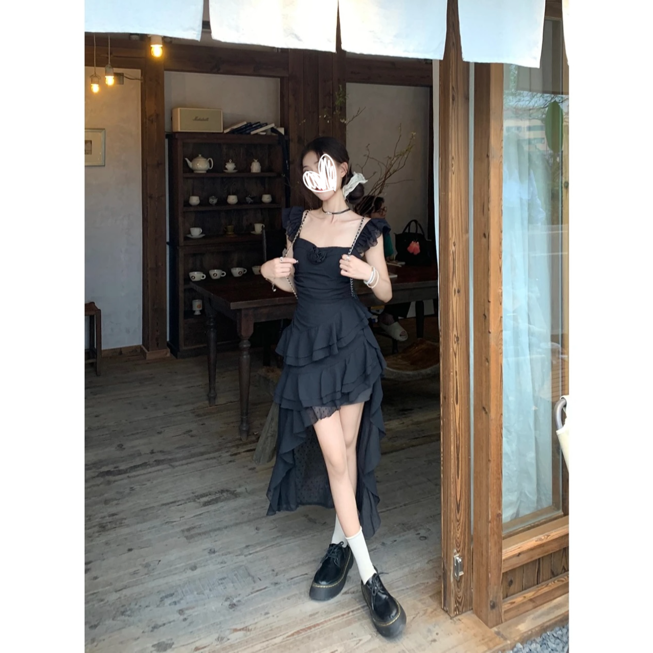  4117吊带连衣裙女可甜可盐不规则温柔风长裙
