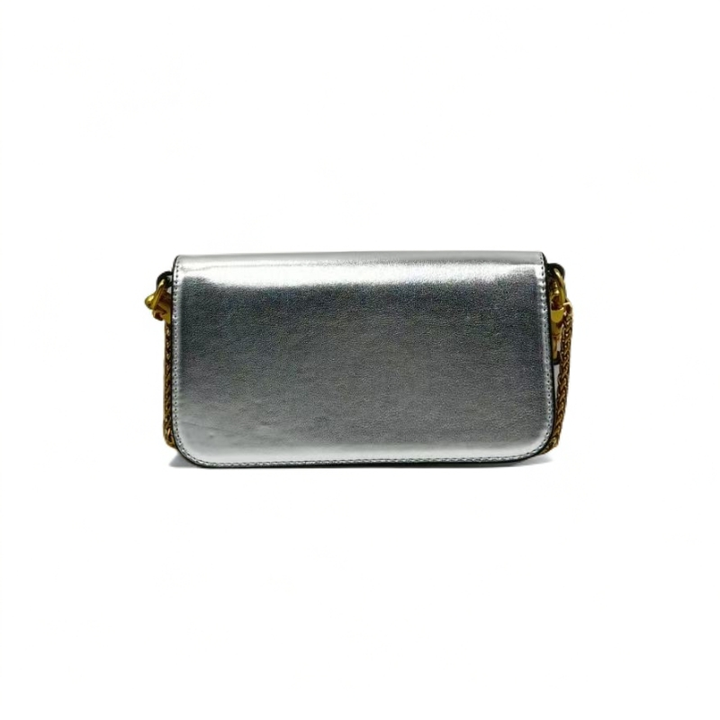 LQ-WITH-QUEEN真皮女包金链条T银色0638