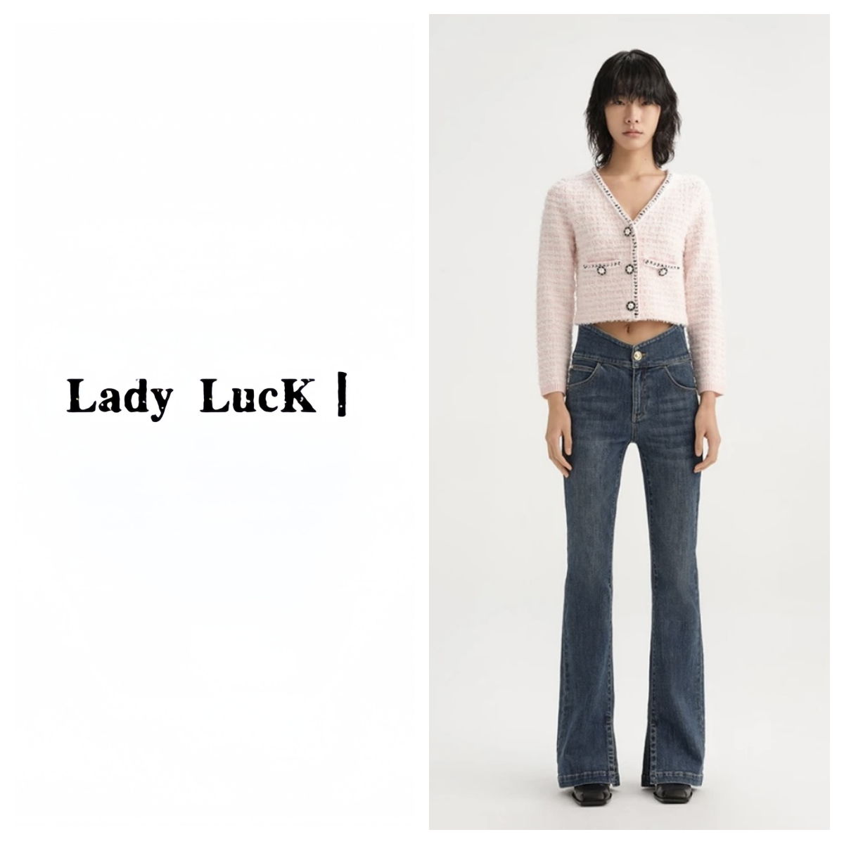 品牌原单丨  春节新款单粒高腰微喇牛仔裤百搭显高牛仔裤