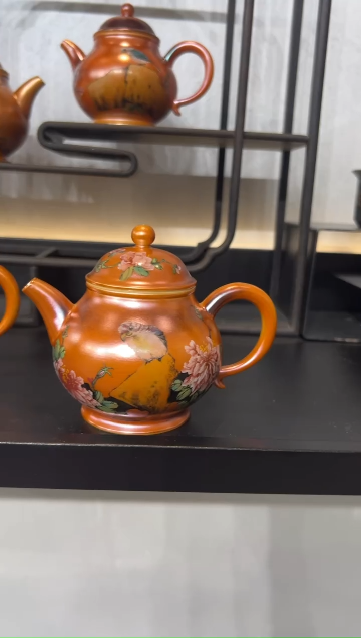 147柴房陶瓷柴烧手绘花鸟高潘