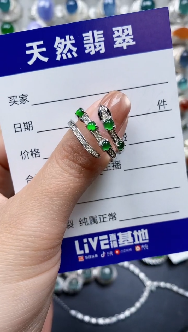 【闪购商品】翡翠戒指银S925镶嵌0500