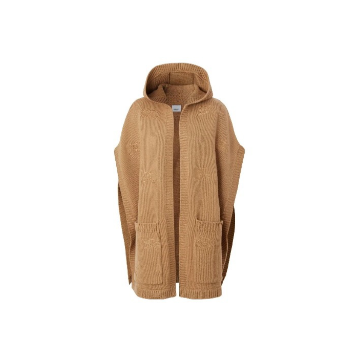 全新未使用 BURBERRY/博柏利 小花柳 SS23马术骑士连帽斗篷 驼色