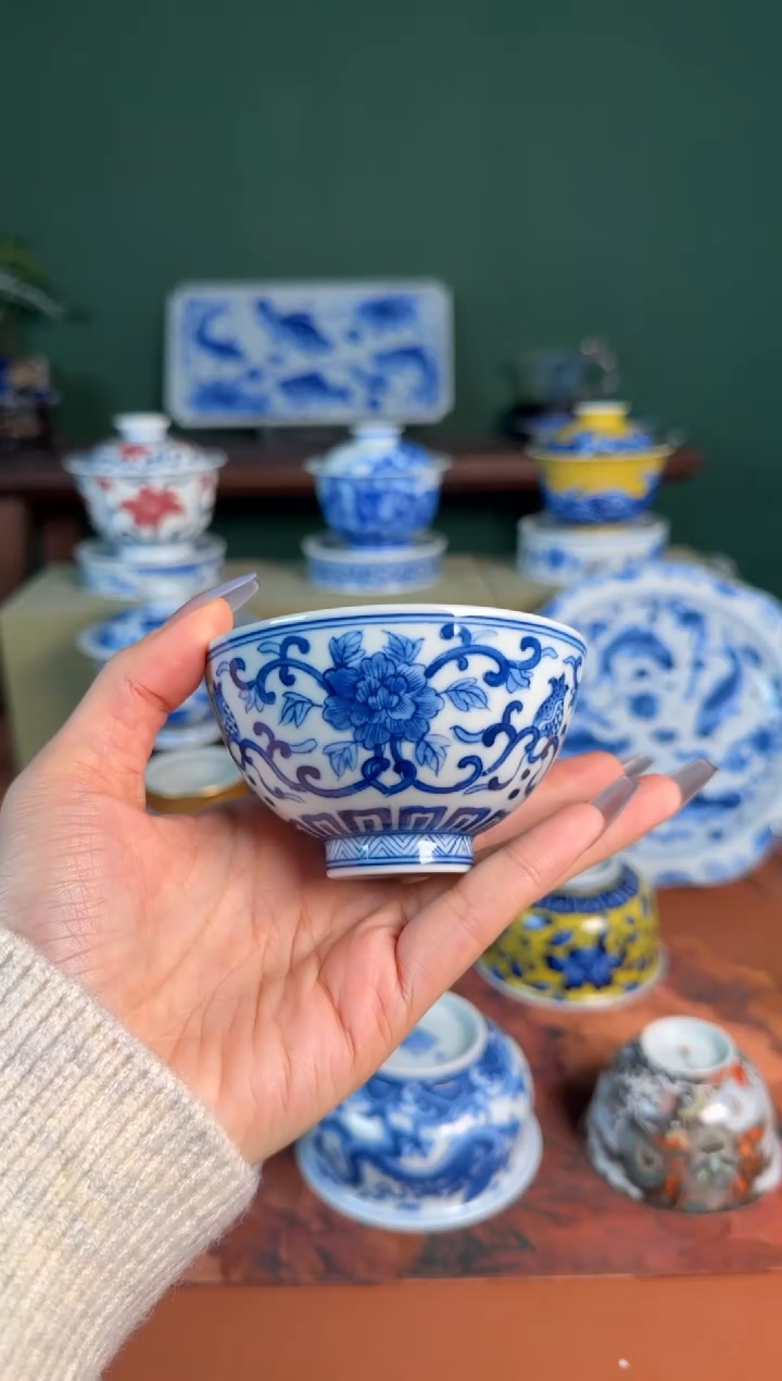 【闪购商品】杯福利 青花 芙蓉 鸡心杯。