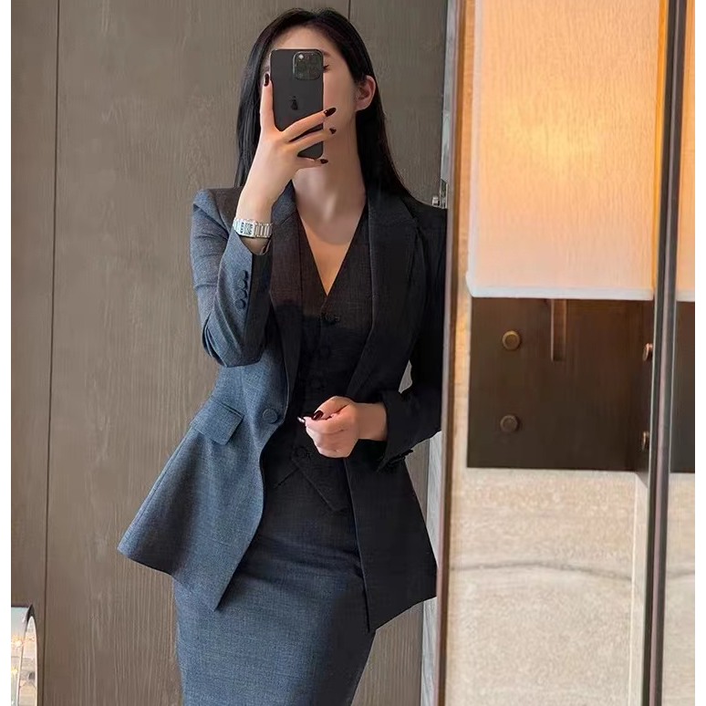 （新）修身型女通勤轻职风手工长袖西装气质女神范风