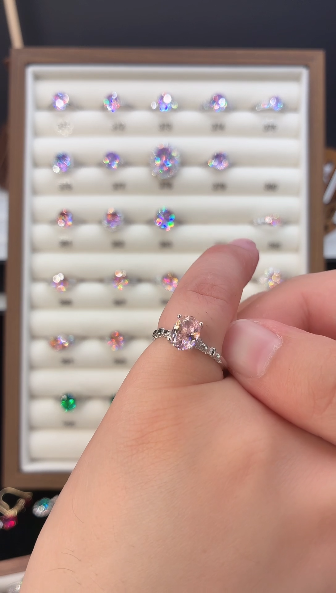 戒指彩色蓝宝石银S925镶嵌123456