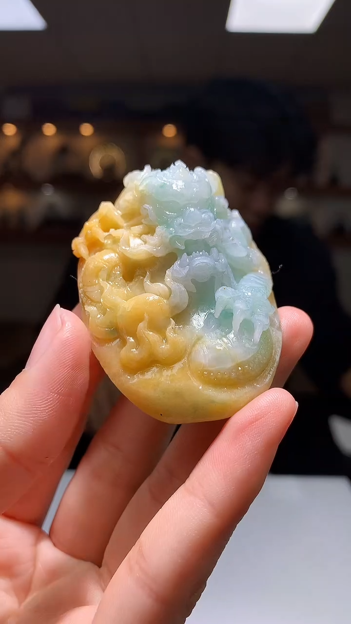 【闪购商品】定制翡翠未镶嵌1087hm-毛货挂件90