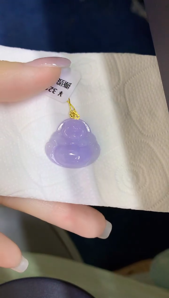 颈饰18K金镶嵌翡翠缅甸天然翡翠A货
