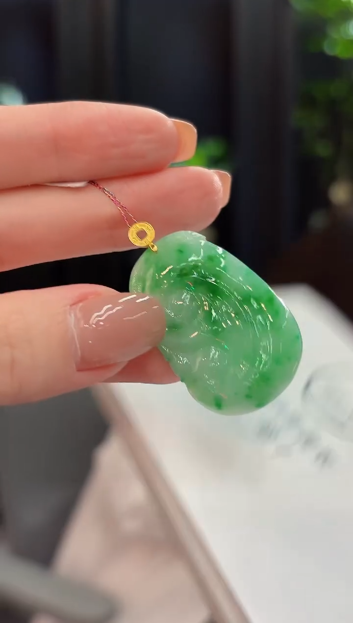 吊坠(不含链)18K金镶嵌翡翠 缅甸A货/支持复检/一件