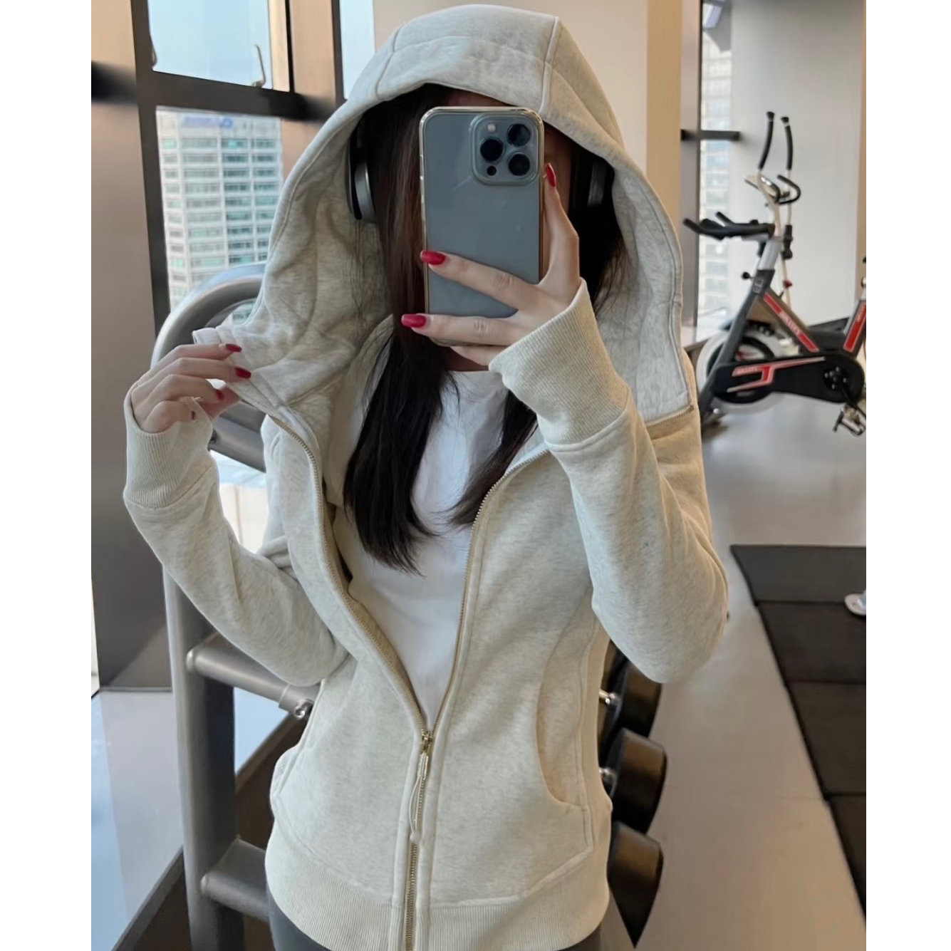 麦麦——小章鱼同款系列全拉链修身长袖连帽加绒卫衣