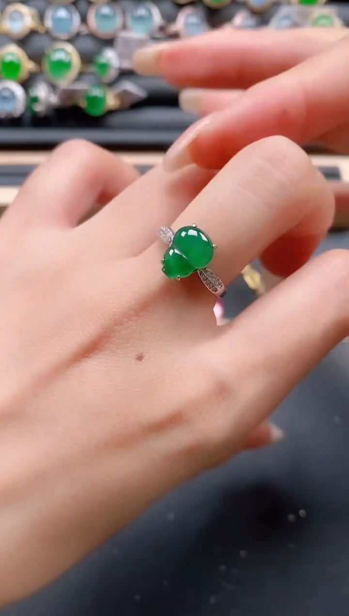 银S925镶嵌戒指翡翠1