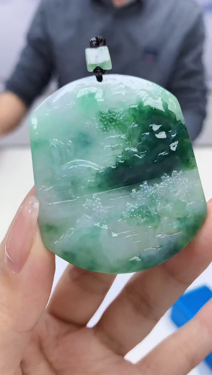 【闪购商品】定制翡翠未镶嵌3916kk-毛货挂件山水196