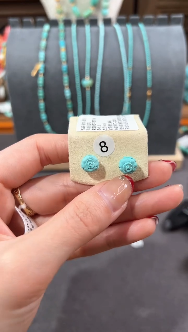 【闪购商品】绿松石耳饰18K金镶嵌绿松石耳饰