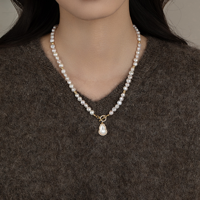 天然淡水珍珠葫芦项链女国风设计高级感异形巴洛克毛衣链锁骨链